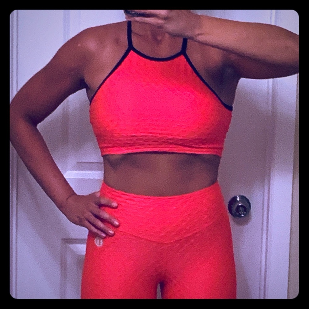 DTinas Boutique Coral/Orange Bra/Leggings Duo